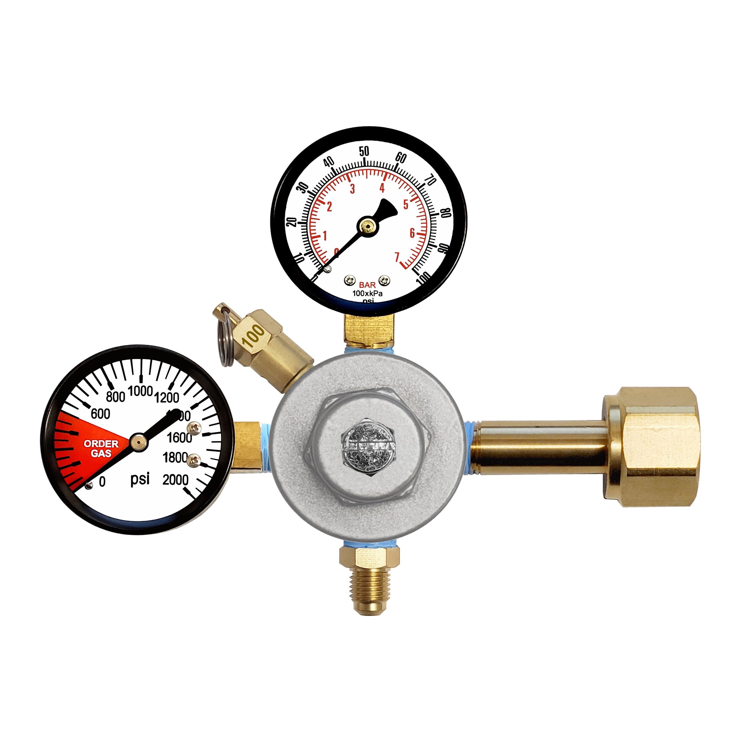 CO2 REG, 1/4"MFL-W/CHK 100:2000 (FOXX-SILVER)